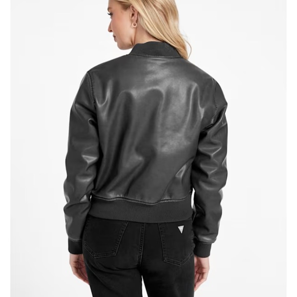 Faux-leather Bomber Jacket - Picture 5 of 5